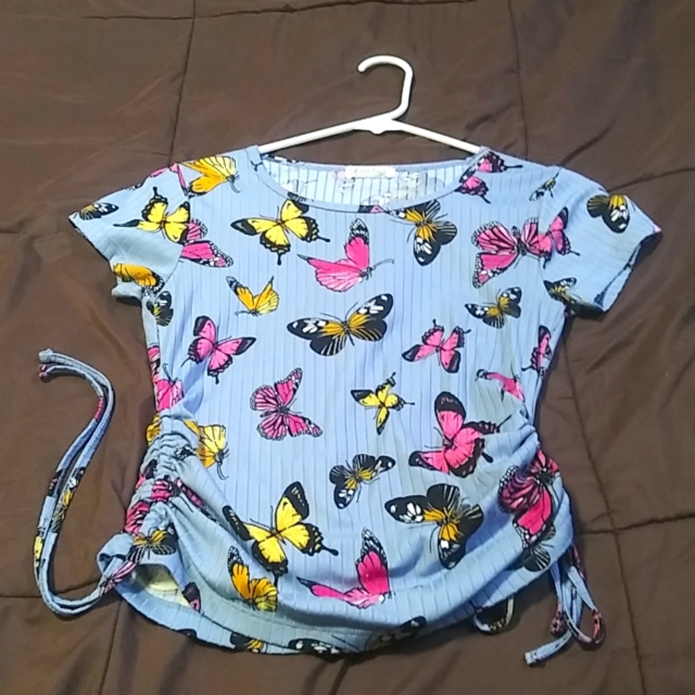 Butterfly designed Blue shirt-
